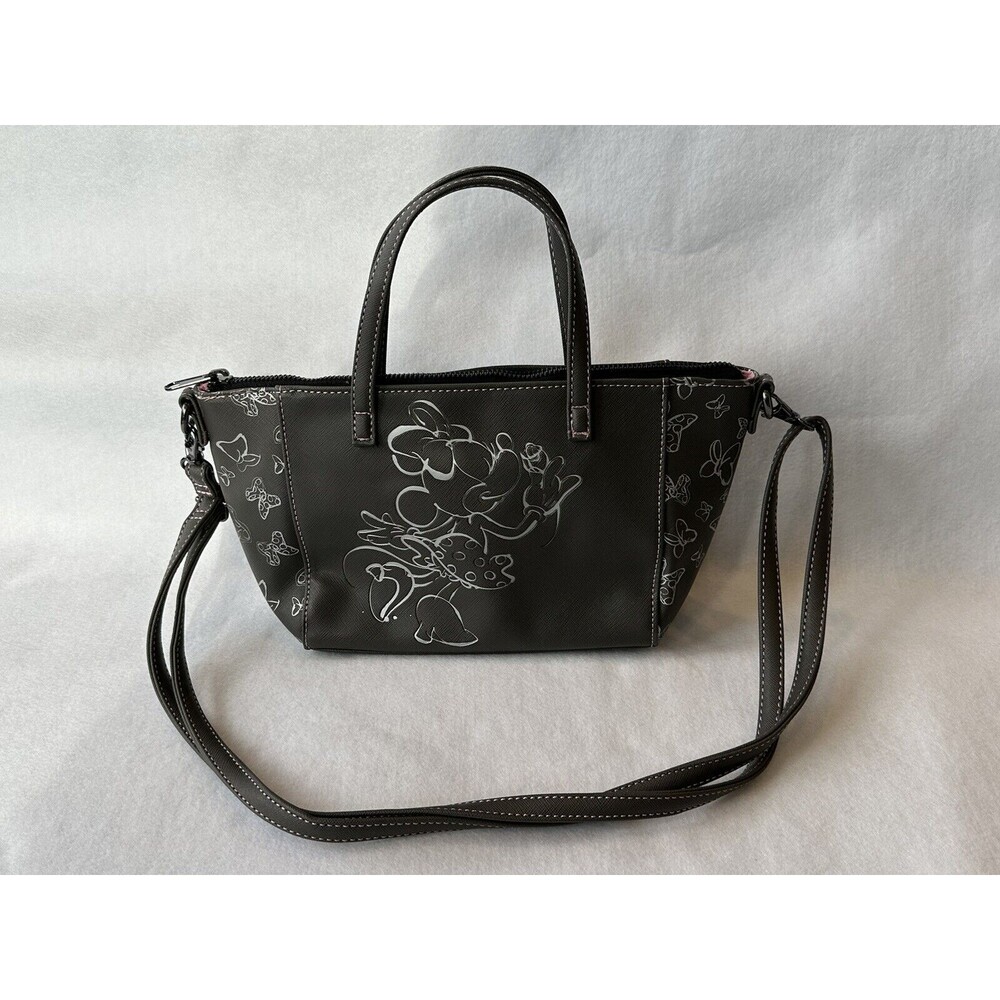 Disney Parks Minnie Mouse Handbag Crossbody Purse Grey Pink